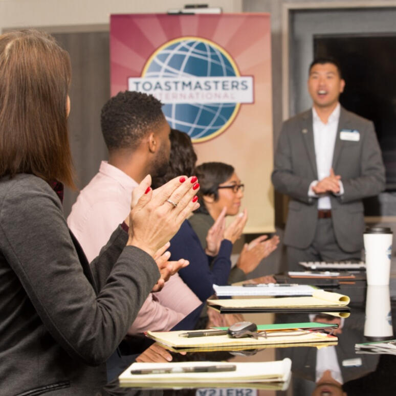 A Toastmasters Meeting speaking at a toastmasters meeting